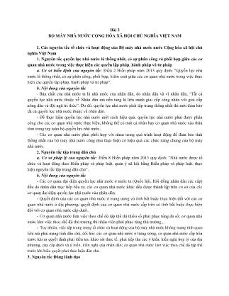 Bài giảng Pháp luật Việt Nam đại cương - Bài 3: Bộ máy Nhà nước Cộng hòa Xã hội Chủ nghĩa Việt Nam