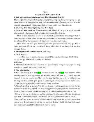 Bài giảng Pháp luật Việt Nam đại cương - Bài 4: Khái quát luật hôn nhân và gia đình