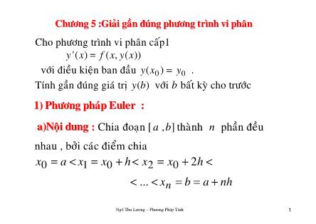 Bài giảng Phương pháp tính - Chương V: Giải gần đúng phương trình vi phân - Ngô Thu Lương