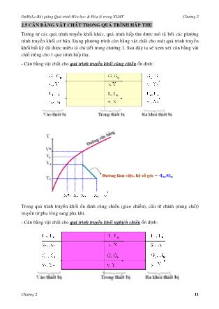 Bài giảng Quá trình hóa học & hóa lý trong công nghệ môi trường - Chương 2: Quá trình hấp thụ (Phần 2) - Dư Mỹ Lệ