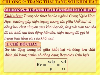 Bài giảng Quá trình và thiết bị cơ học - Chương 9: Trạng thái tầng sôi khối hạt