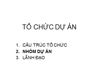 Bài giảng Quản lý dự án - Chương 2: Tổ chức dự án (Phần 3)