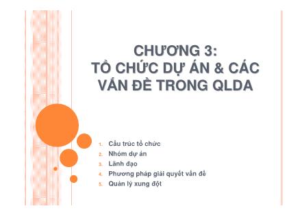 Bài giảng Quản lý dự án - Chương 3: Tổ chức dự án & Các vấn đề trong quản lý dự án