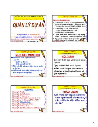 Bài giảng Quản lý dự án - Chương 5: Kiểm soát dự án - Nguyễn Thống