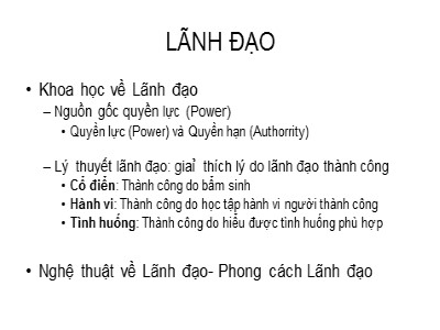 Bài giảng Quản lý dự án - Chương 5: Lãnh đạo