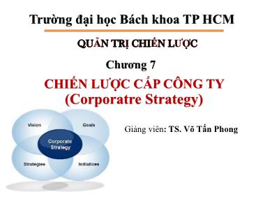 Bài giảng Quản trị chiến lược - Chương 7: Chiến lược cấp công ty (Corporatre strategy) - Võ Tấn Phong