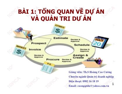 Bài giảng Quản trị dự án - Bài 1: Tổng quan về dự án và quản trị dự án - Hoàng Cao Cường