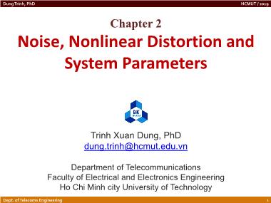 Bài giảng Radio communications circuits - Chapter 2: Noise, nonlinear distortion and system parameters - Trịnh Xuân Dũng