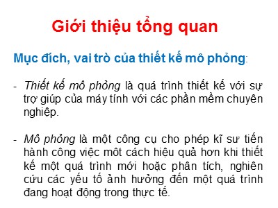 Bài giảng Thiết kế mô phỏng