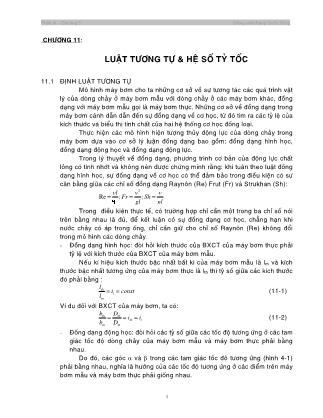 Bài giảng Thủy lực máy nén - Chương 11: Luật tương tự & hệ số tỷ tốc - Đặng Quốc Dũng