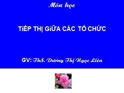 Bài giảng Tiếp thị giữa các tổ chức - Chương 1: Giới thiệu B2B - Dương Thị Ngọc Liên