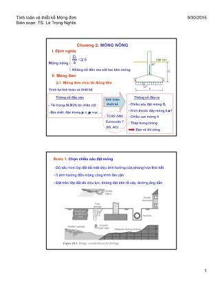 Bài giảng Tính toán và thiết kế móng đơn - Chương 2: Móng nông - Lê Trọng Nghĩa