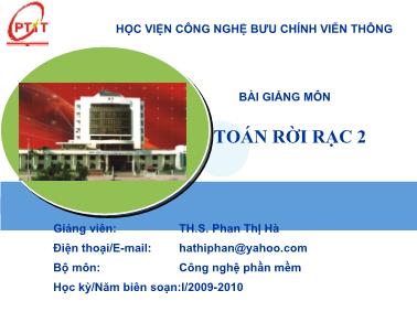 Bài giảng Toán rời rạc 2 - Phan Thị Hà