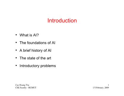 Bài giảng Trí tuệ nhân tạo - Chapter 1: Introduction