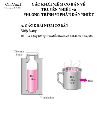 Bài giảng Truyền nhiệt - Chương 1: Các khái niệm cơ bản về truyền nhiệt và phương trình vi phân dẫn nhiệt - Võ Kiến Quốc