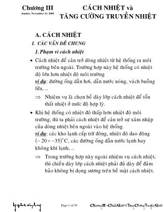Bài giảng Truyền nhiệt - Chương 3: Cách nhiệt và tăng cường truyền nhiệt - Nguyễn Toàn Phong