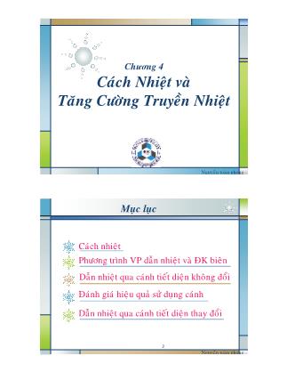 Bài giảng Truyền nhiệt - Chương 4: Cách nhiệt và tăng cường truyền nhiệt - Nguyễn Toàn Phong