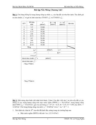 Bài tập Chương 1&2 môn Nền móng - Lê Trọng Nghĩa