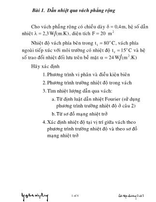 Bài tập Chương 2+3 môn Truyền nhiệt và thiết bị trao đổi nhiệt - Nguyễn Toàn Phong