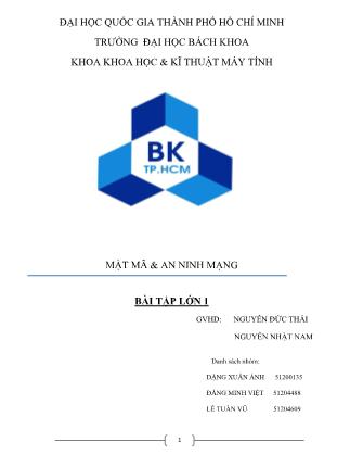 Bài tập lớn 1 môn Mật mã & An ninh mạng - Đặng Xuân Ánh