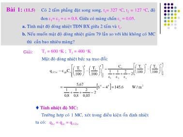 Bài tập ôn tập chương Bức xạ môn Truyền nhiệt và thiết bị trao đổi nhiệt