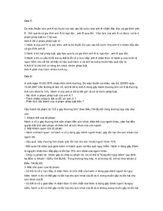 Bài tập tình huống môn Pháp luật đại cương