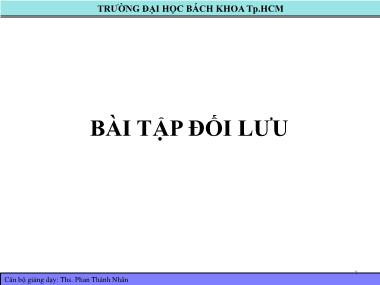 Bài tập Truyền nhiệt - Chương: Đối lưu - Phan Thành Nhân