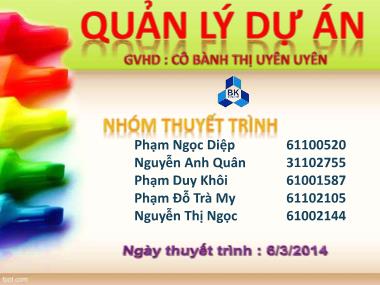 Bài thuyết trình môn Quản lý dự án cho kĩ sư - Đề tài: Toàn diện trí não quản lý dự án - Phạm Ngọc Diệp