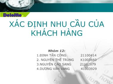Bài thuyết trình Quản lý dự án cho kỹ sư - Đề tài: Xác định nhu cầu của khách hàng - Đinh Tấn Công