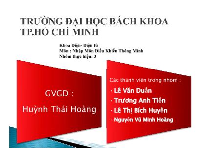 Bài thuyết trình Tiểu luận Ứng dụng logic mờ điều khiển đèn trong ngôi nhà thông minh - Lê Văn Duẩn