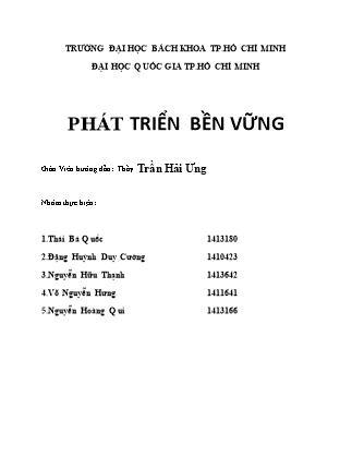 Báo cáo môn Phát triển bền vững - Thái Bá Quốc