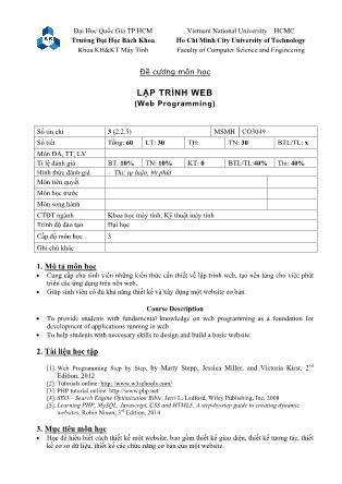 Đề cương môn học Lập trình Web (Web programming)
