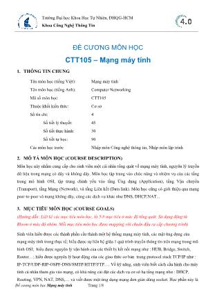 Đề cương môn học Mạng máy tính