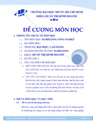 Đề cương môn học Marketing công nghiệp