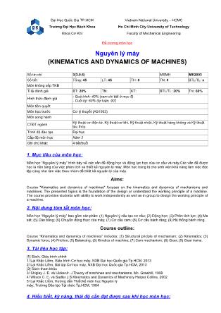 Đề cương môn học Nguyên lý máy (Kinematics and dynamics of machines)
