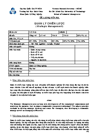 Đề cương môn học Quản lý chiến lược (Strategic management)