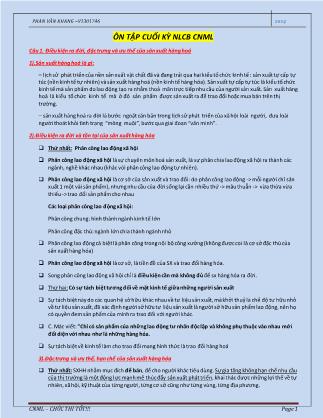 Đề cương ôn tập thi cuối kỳ môn Những nguyên lý cơ bản của chủ nghĩa Mác - Lênin - Phan Văn Khang