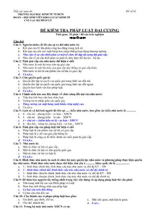 Đề kiểm tra môn Pháp luật đại cương - Đề 1 - Đại học Kinh tế thành phố Hồ Chí Minh