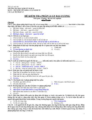Đề kiểm tra môn Pháp luật đại cương - Đề 2 - Đại học Kinh tế thành phố Hồ Chí Minh