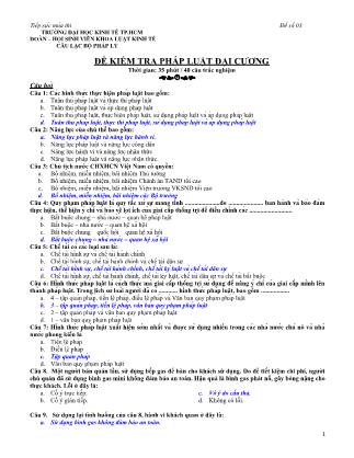 Đề kiểm tra môn Pháp luật đại cương - Đề 3 - Đại học Kinh tế thành phố Hồ Chí Minh