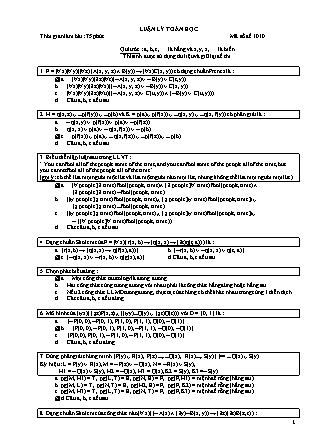 Đề thi cuối học kỳ môn Luận lý toán học năm 2004 - Mã đề 1010