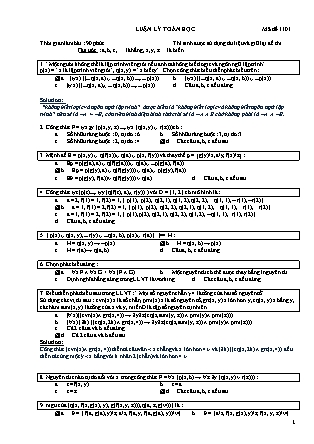 Đề thi cuối học kỳ môn Luận lý toán học năm 2007 - Mã đề 1101