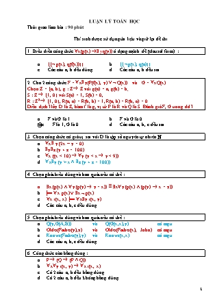 Đề thi cuối học kỳ môn Luận lý toán học năm 2009 - Đề gốc