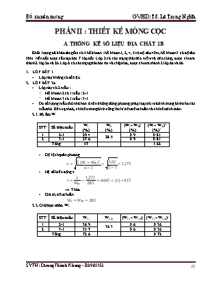 Đồ án Nền móng - Phần II: Thiết kế móng cọc - Dương Thành Khang