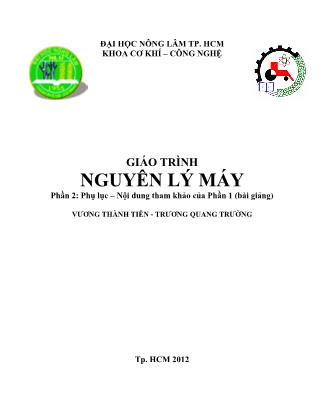 Giáo trình Nguyên lý máy (Phần 2) - Vương Thành Tiên