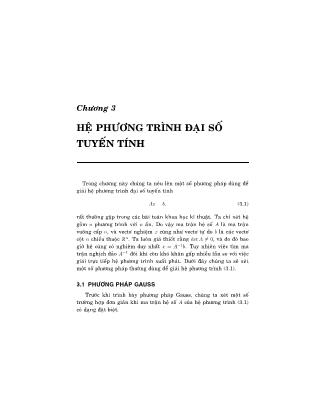 Giáo trình Phương pháp tính - Chương 3: Hệ phương trình đại số tuyến tính