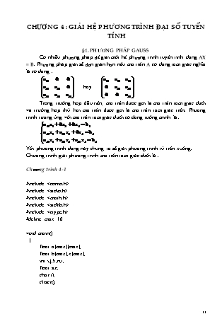 Giáo trình Phương pháp tính - Chương 4: Giải hệ phương trình đại số tuyến tính (Phần 1)