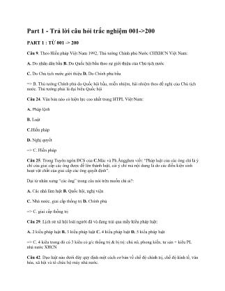 Ngân hàng câu hỏi trắc nghiệm môn Pháp luật đại cương (Có đáp án)