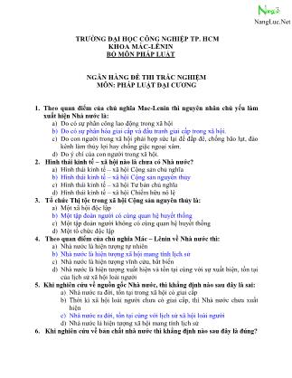 Ngân hàng đề thi trắc nghiệm môn Pháp luật đại cương
