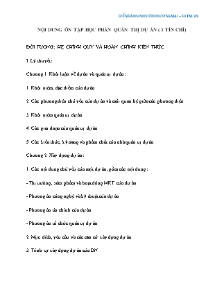 Nội dung ôn tập học phần Quản trị dự án